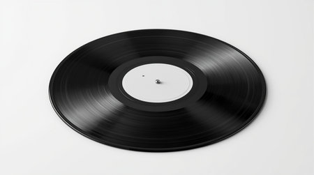 Black vinyl record isolated on white background. 3d render illustration.の素材
