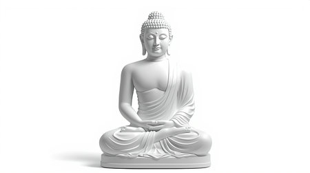 Buddha statue isolated on white background. 3D rendering.の素材