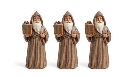 Three wise men with a book in their hands isolated on white backgroundの素材