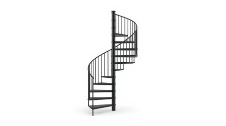 3d rendering of a metal staircase isolated on white studio background.の素材