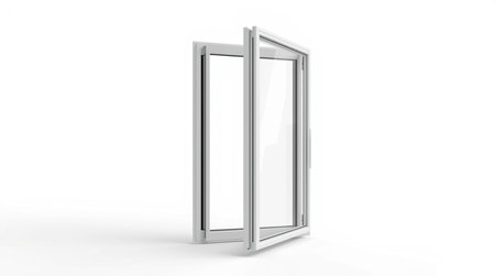 3d rendering of a plastic window isolated on white studio background.の素材