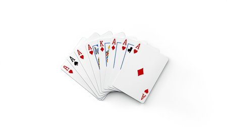 3d rendering of playing cards isolated on white background. Computer generated image.の素材