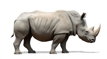 White rhinoceros isolated on white background. 3d renderingの素材