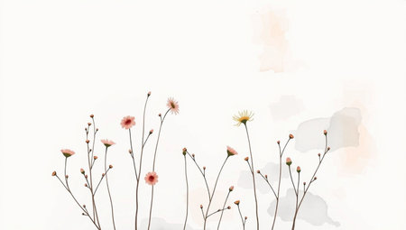 Watercolor flowers on white background. Hand drawn watercolor illustration.の素材