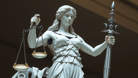 Statue of Lady Justice with scales of justice. Law concepts.の素材