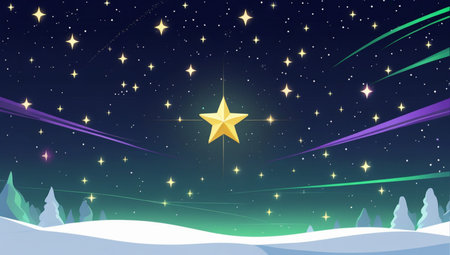 Illustration of a Christmas background with stars and snowflakesの素材