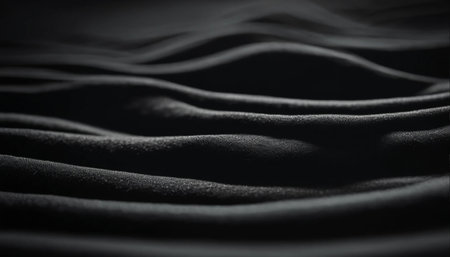 close up of black silk fabric texture background. Black and white toneの素材