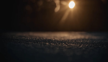 Abstract dark background with rays of light and bokeh effect.の素材