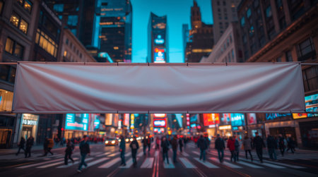 Blank white banner on the street in New York City, USAの素材