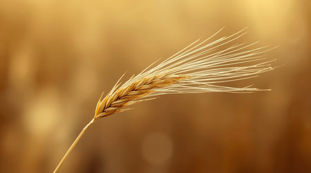 Ears of golden wheat on the field, close-up.の素材