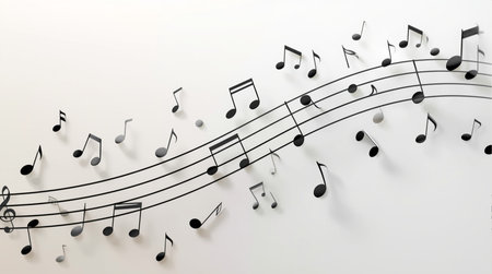 3d render of musical notes on a white background with copy spaceの素材