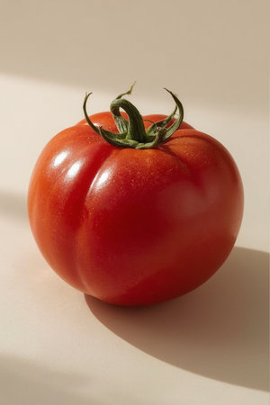 Ripe red tomato on a white background. Close-up.の素材