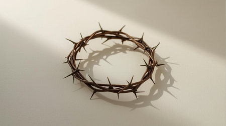 Crown of thorns on white background. 3D rendering.の素材