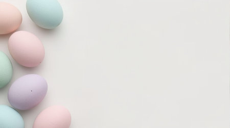 Easter background with wooden cutlery, eggs and napkinの素材