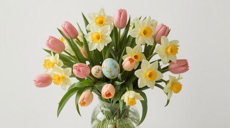 Top view of white eggs arranged in a row on beige backgroundの素材