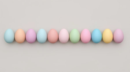 Colorful easter eggs on pastel background. 3d renderの素材