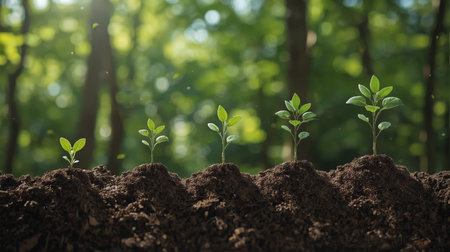 Green seedling illustrating concept of new life and investment in green businessの素材