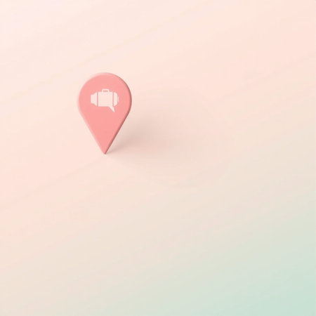 Pink Map Pointer Icon on Pastel Background. vector illustrationの素材