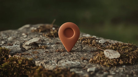 A small clay pot stands on a stone in the forest. Selective focus.の素材