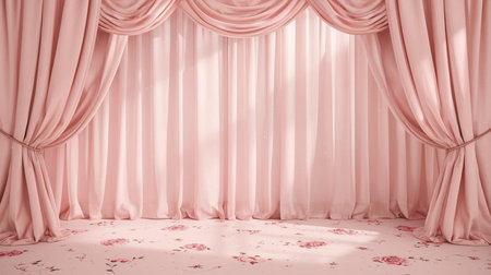pink curtain background, 3d rendering. Computer digital drawing.の素材