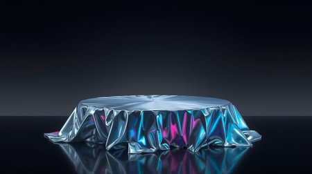 3d render, abstract background, empty blue stage with transparent clothの素材