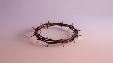 Crown of thorns with light on a white background. 3D renderingの素材
