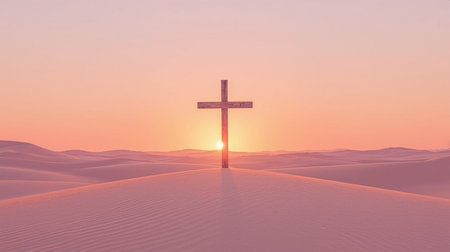 Cross in the desert. 3D render. Computer generated image.の素材