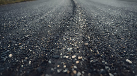 Asphalt road with small stones in the foreground. Toned.