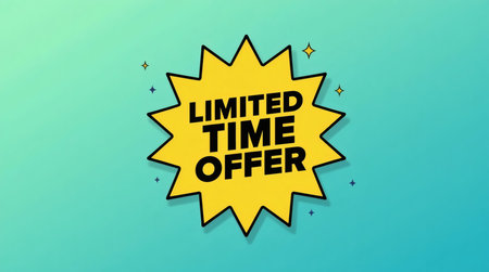 Limited Time Offer lettering. Special offer price sign. Advertising Discounts symbol. Vector illustration