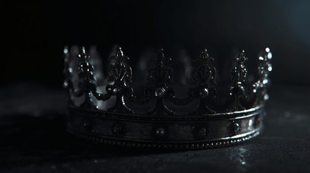 low key image of beautiful queen crown. vintage filtered. selective focus