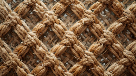 Close up of woven braided rope texture background. Bamboo weave