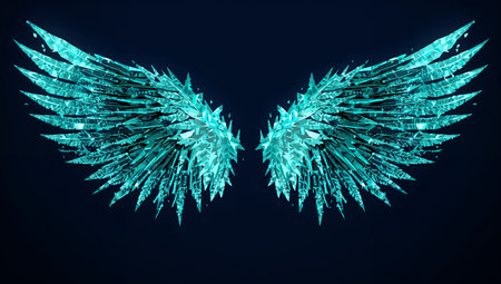 3d rendering of a pair of blue wings on a dark background