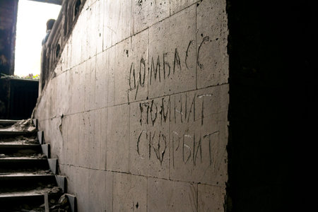 Effects of fire in the house of trade unions in Odessa, Ukraine, May 2, 2014 . The photos were taken on May 9th.のeditorial素材