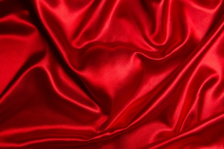 Valentines Day Background, Valentine Heart Red Silk Fabric, Wedding Loveの写真素材