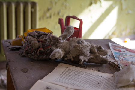 Old abandoned dolls in the abandoned kindergartenの写真素材