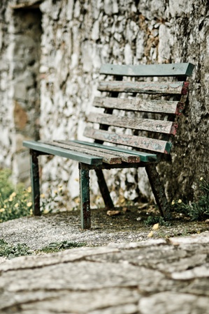 Old wooden benchの写真素材