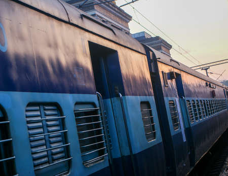 A train in India at the station.の写真素材