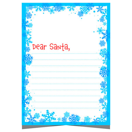 Christmas letter or wish list blank template to complete by kids and send it to Santa Claus during winter holidays. Ready for print or for web document with empty lines.のイラスト素材