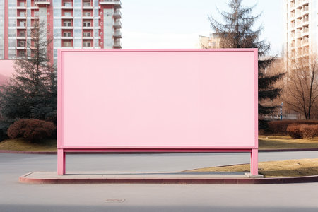 Blank pink advertising light box or billboard for promotion in the cityの素材