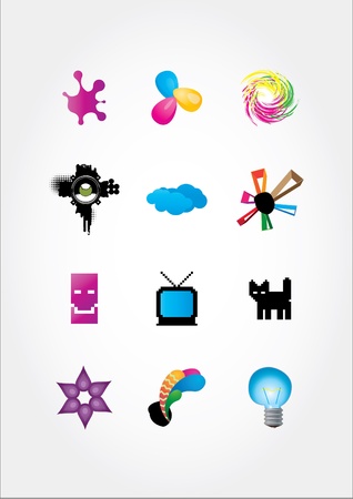 Set from multicolored icons or pictogams のイラスト素材