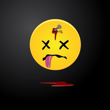 Dead yellow smile with a nail in a forehead. のイラスト素材