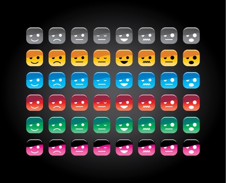 Set from multicoloed smiles for the web のイラスト素材