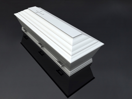 Funeral Casket White, isolatedの写真素材