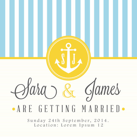 Nautical wedding invitation cardのイラスト素材