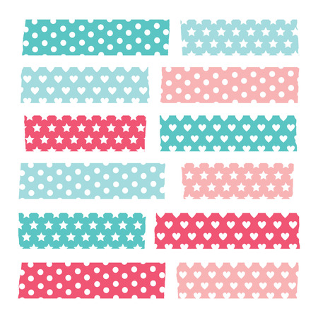 Set of colorful patterned washi tape stripesのイラスト素材