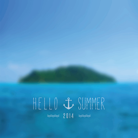 Beach background with badgeのイラスト素材