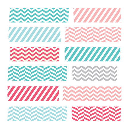 Set of colorful patterned washi tape stripesのイラスト素材