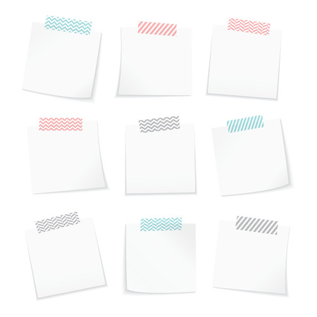 Paper notes with washi tapeのイラスト素材