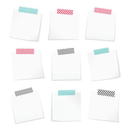 Paper notes with washi tapeのイラスト素材