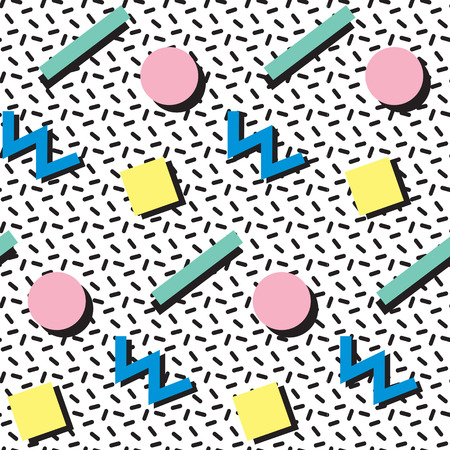 Retro seamless pattern in memphis style, 80s, 90sのイラスト素材